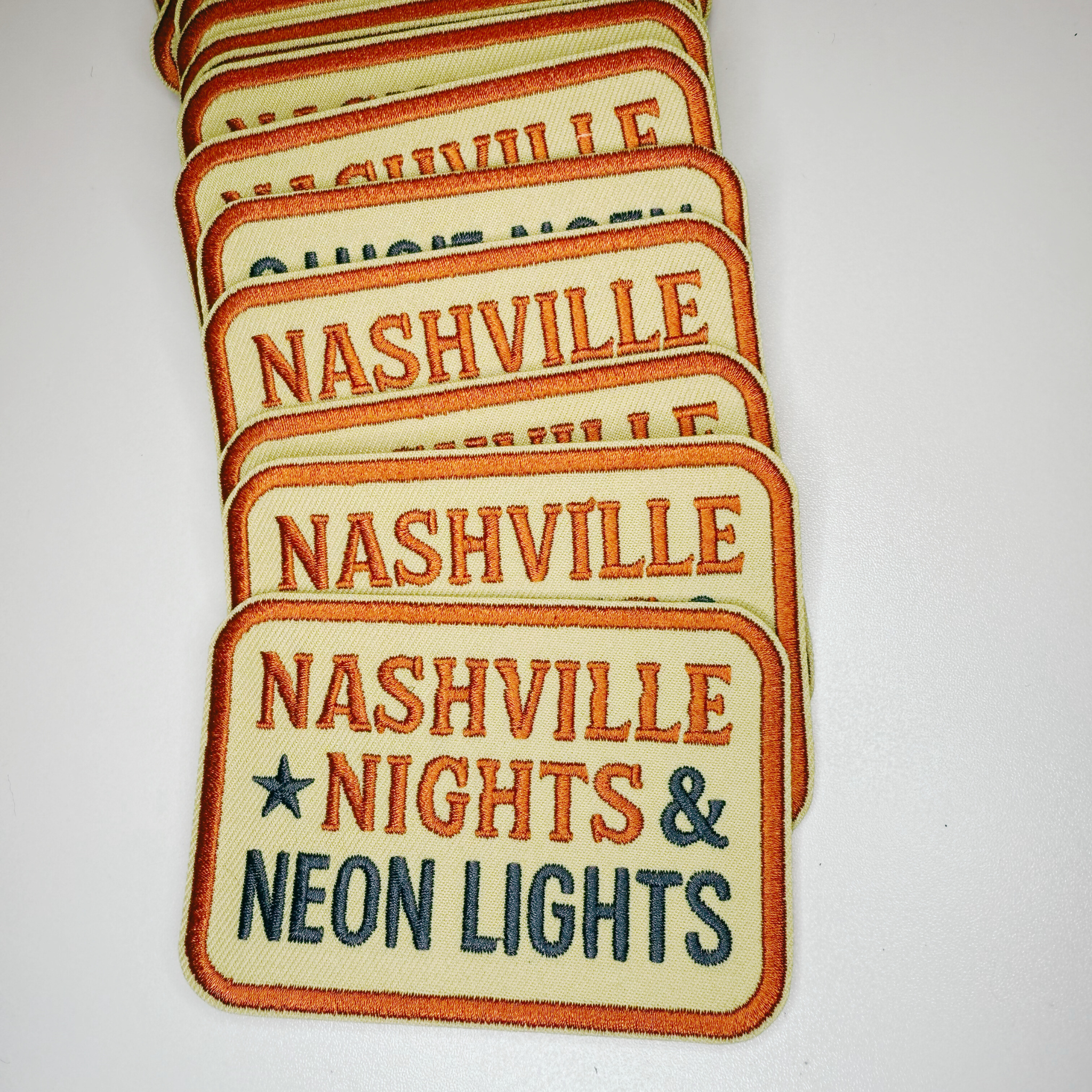 3.5" Nashville Nights - Neon Lights -  Embroidered Hat Patch