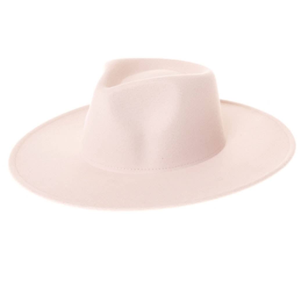 Felt Rancher Fedora Hat with Wide Brim