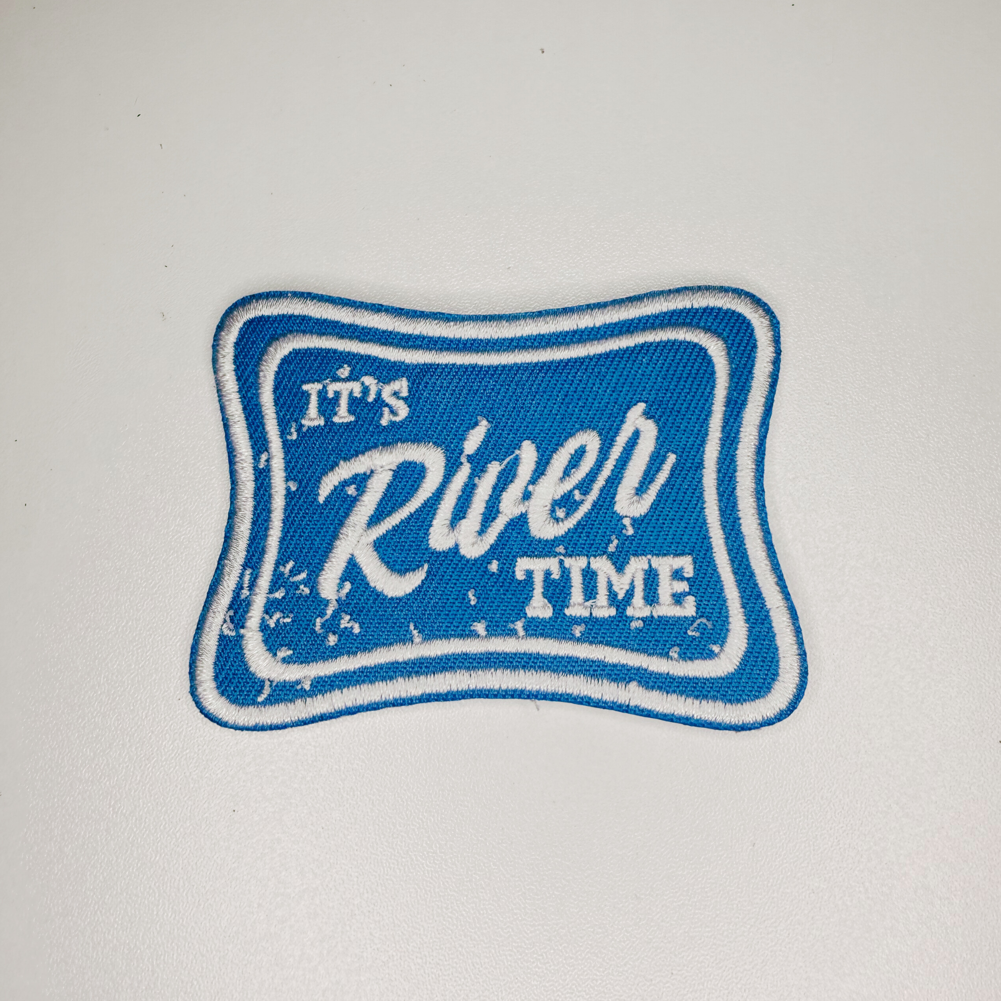 2.5" It's RIVER time in Blue -  Embroidered Hat Patch