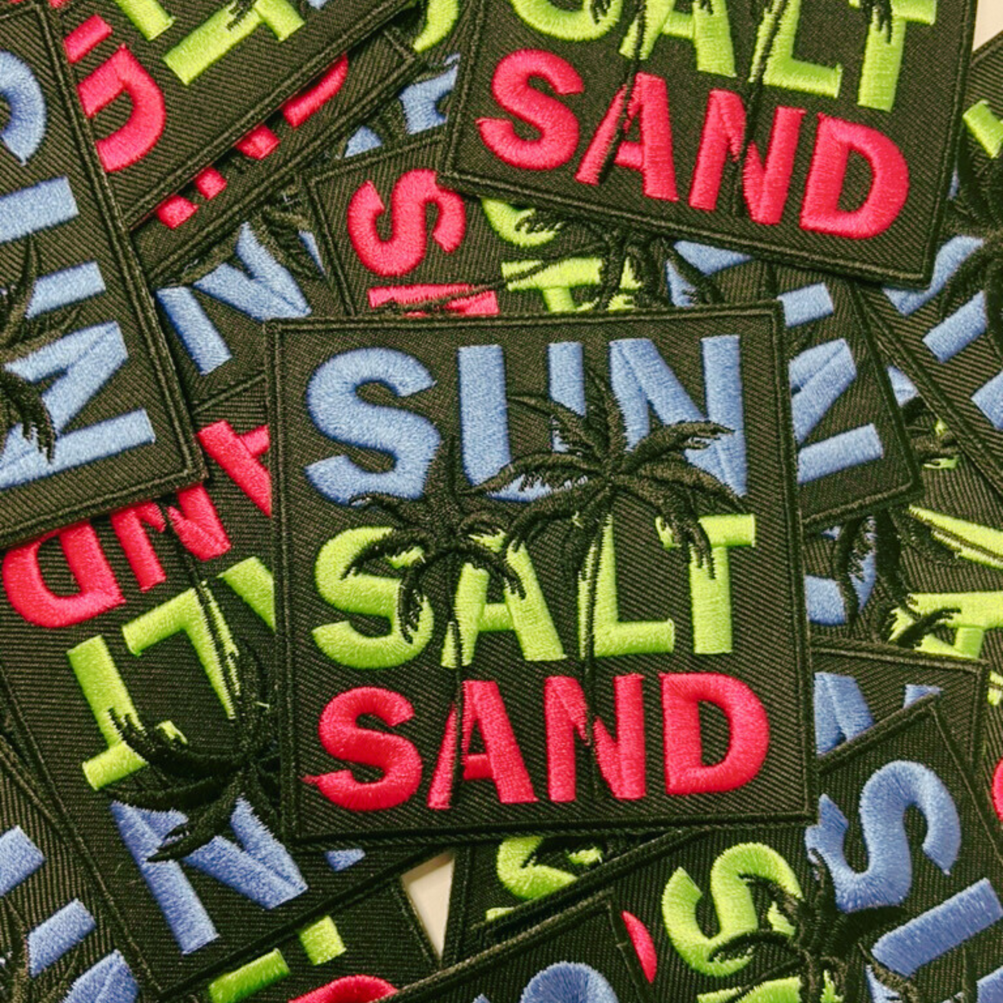 3" SUN, SALT, SAND -  Embroidered Hat Patch