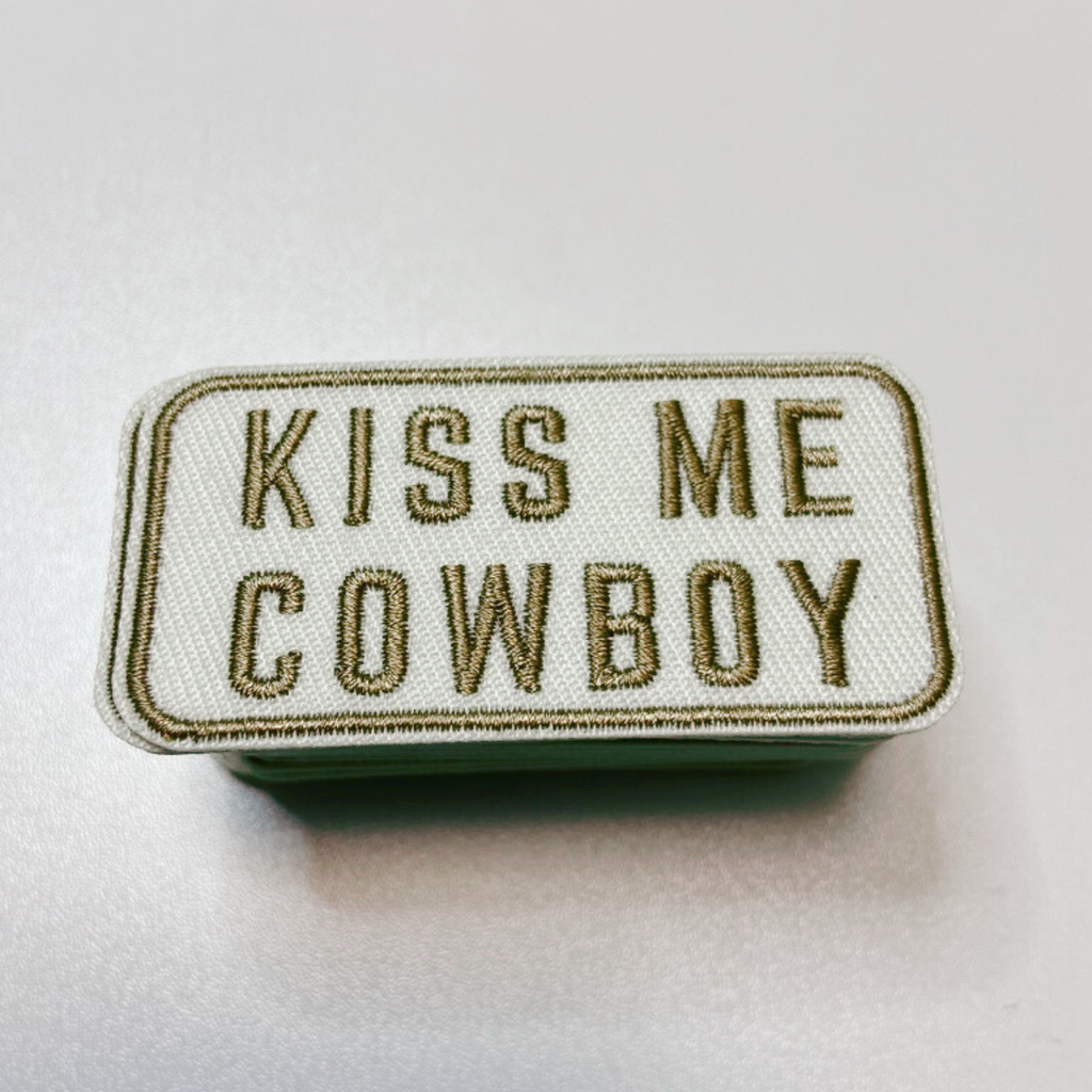 2.5" Kiss Me Cowboy -  Embroidered Hat Patch