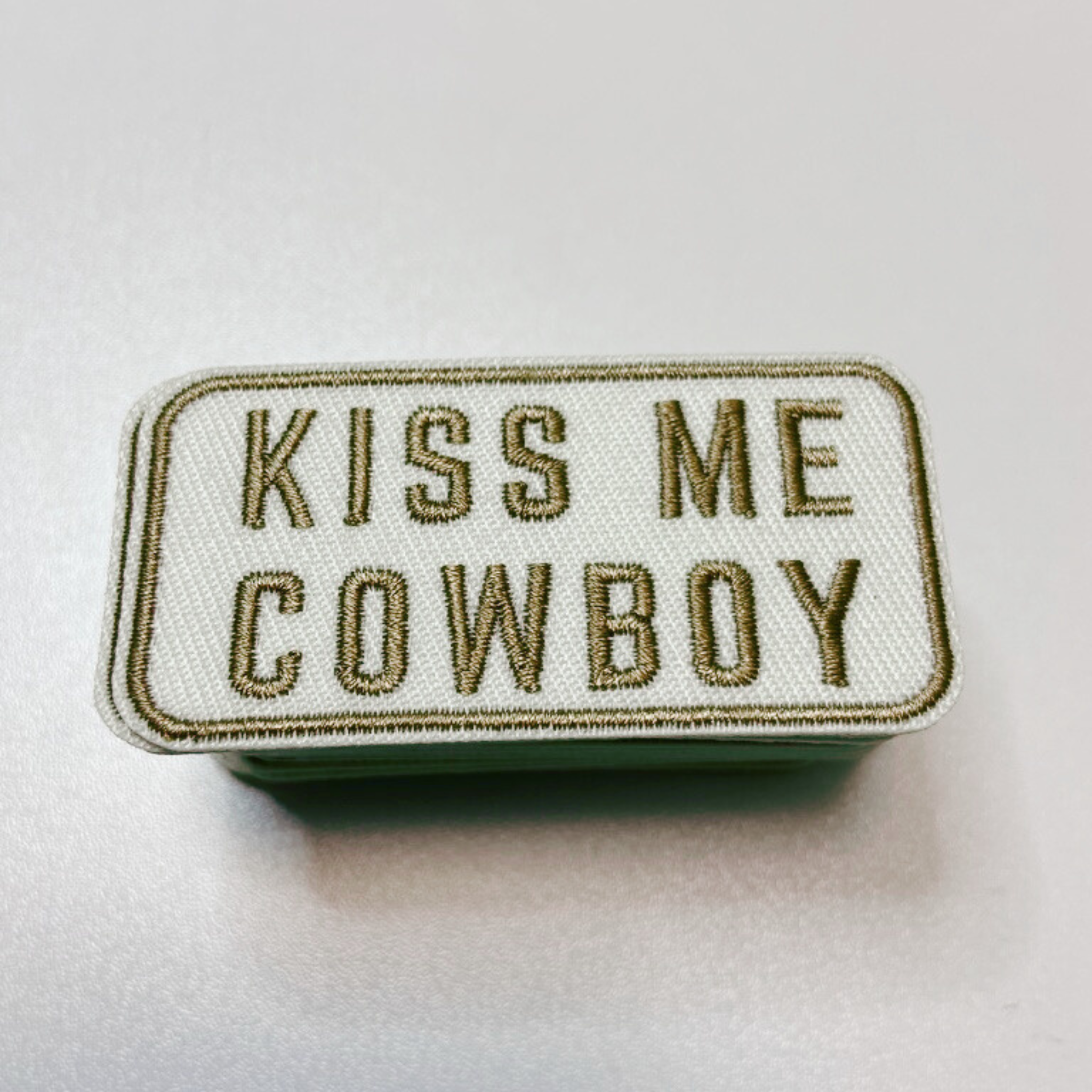2.5" Kiss Me Cowboy -  Embroidered Hat Patch