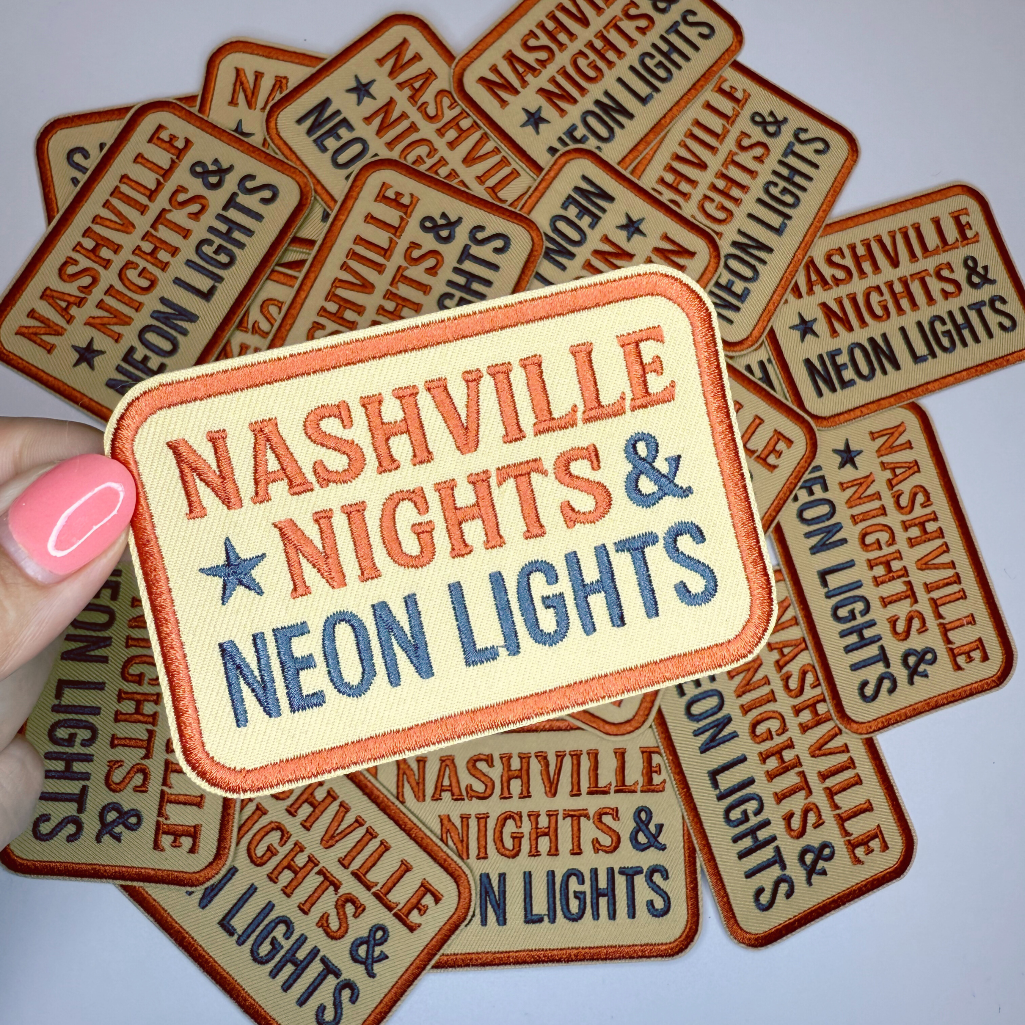 3.5" Nashville Nights - Neon Lights -  Embroidered Hat Patch