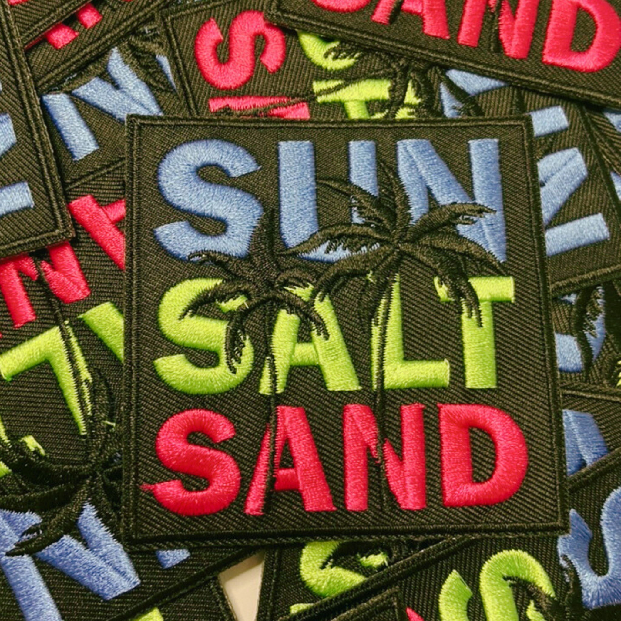 3" SUN, SALT, SAND -  Embroidered Hat Patch