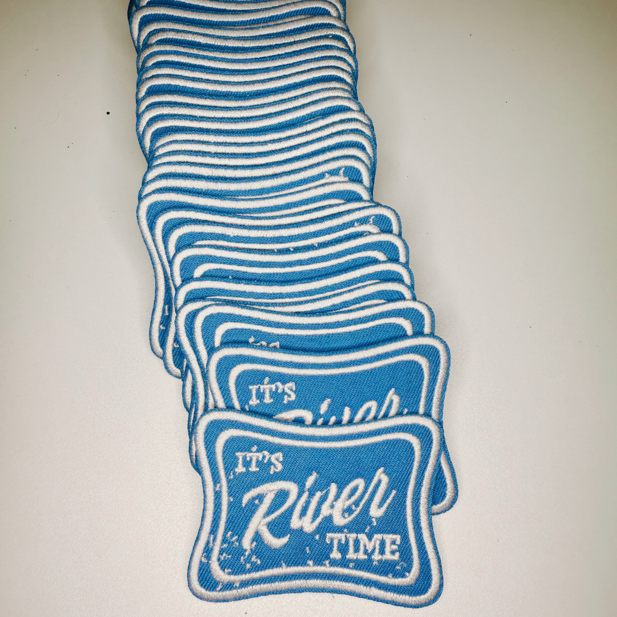 2.5" It's RIVER time in Blue -  Embroidered Hat Patch