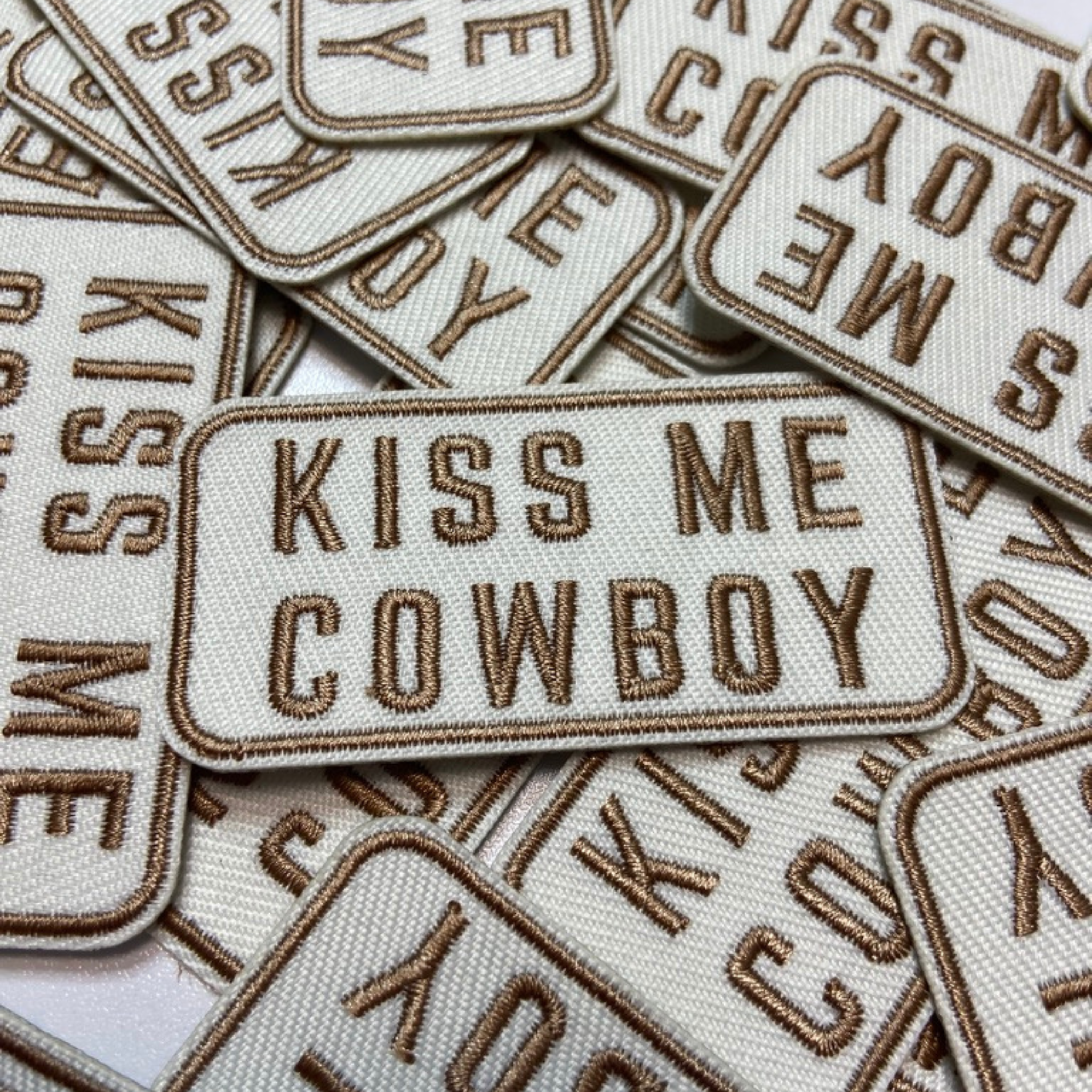 2.5" Kiss Me Cowboy -  Embroidered Hat Patch