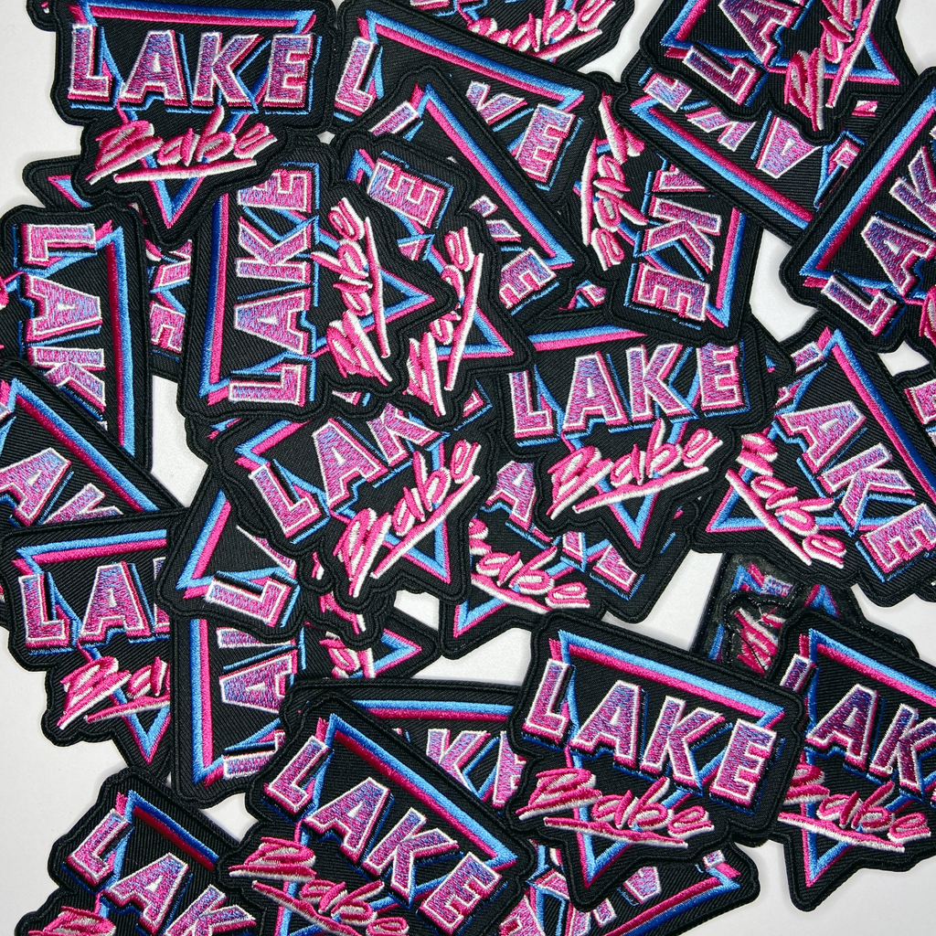 3" Lake Babe in Pink, Black and Blue -  Embroidered Hat Patch