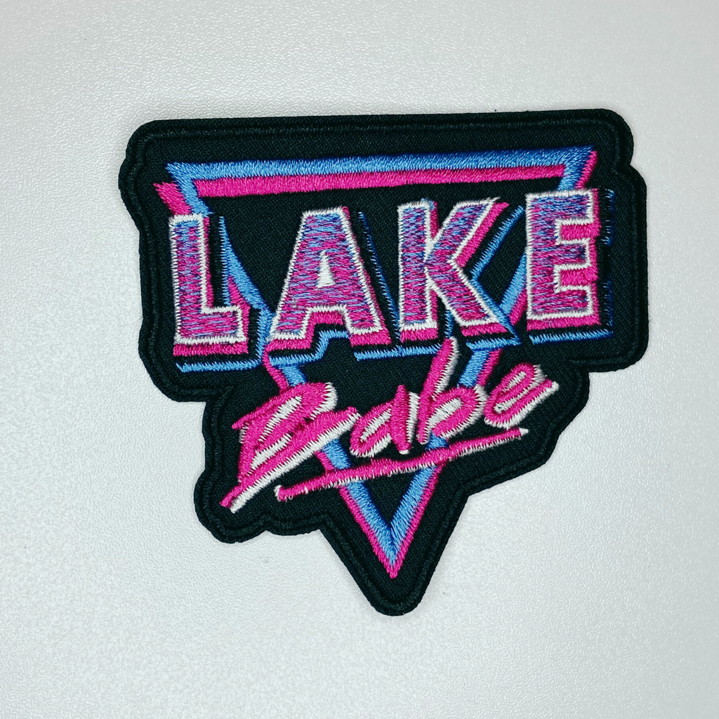 3" Lake Babe in Pink, Black and Blue -  Embroidered Hat Patch