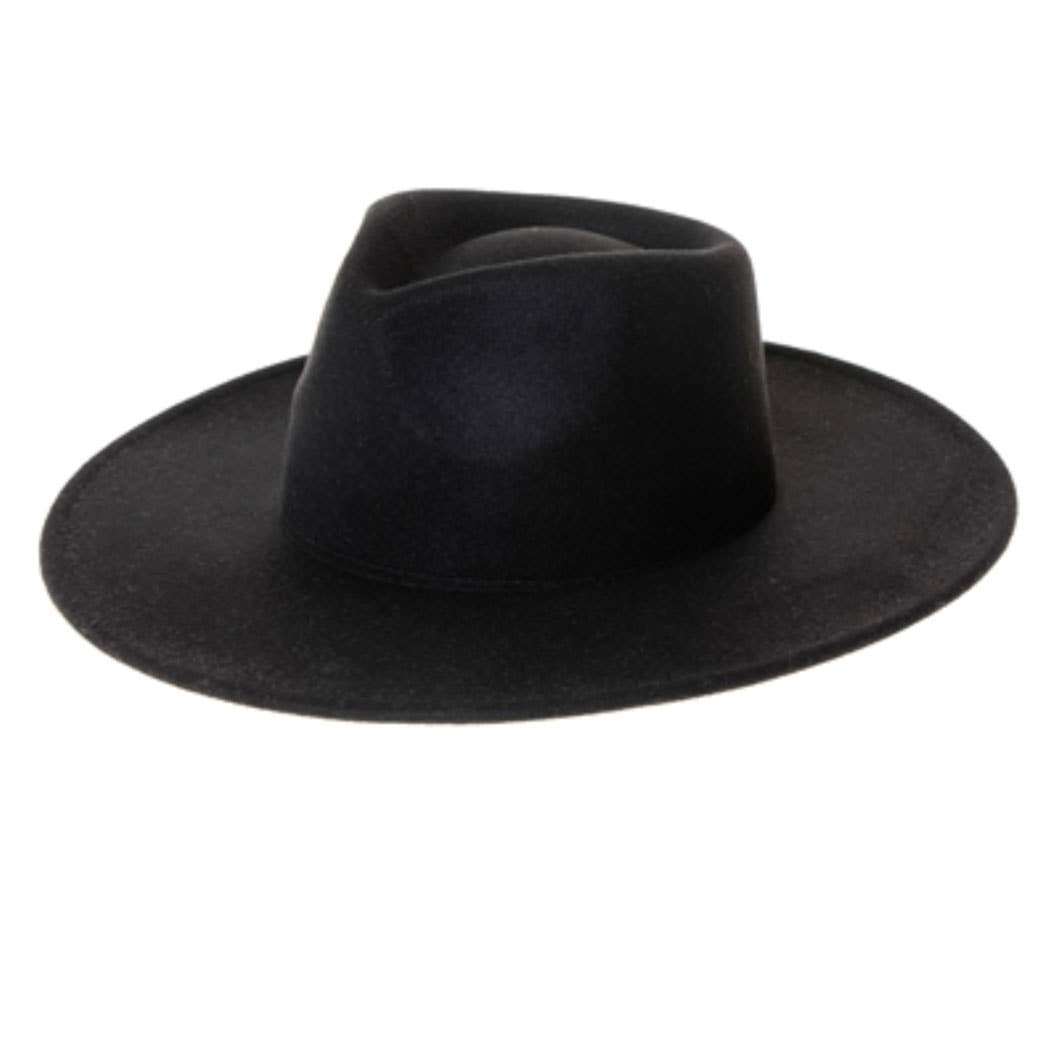Felt Rancher Fedora Hat with Wide Brim
