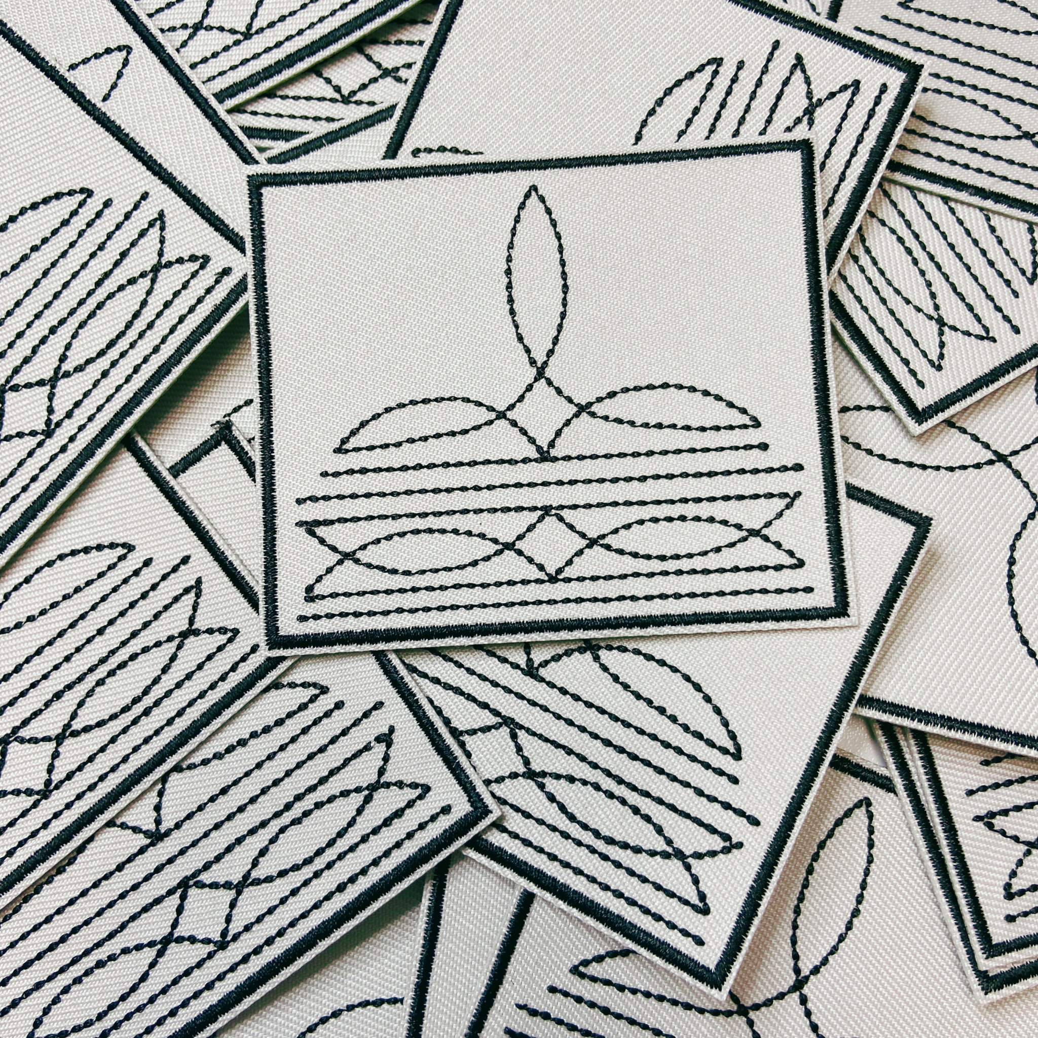 3" Western Boot Stitch in light gray -  Embroidered Hat Patch