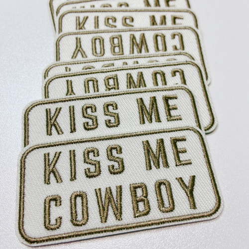 2.5" Kiss Me Cowboy -  Embroidered Hat Patch
