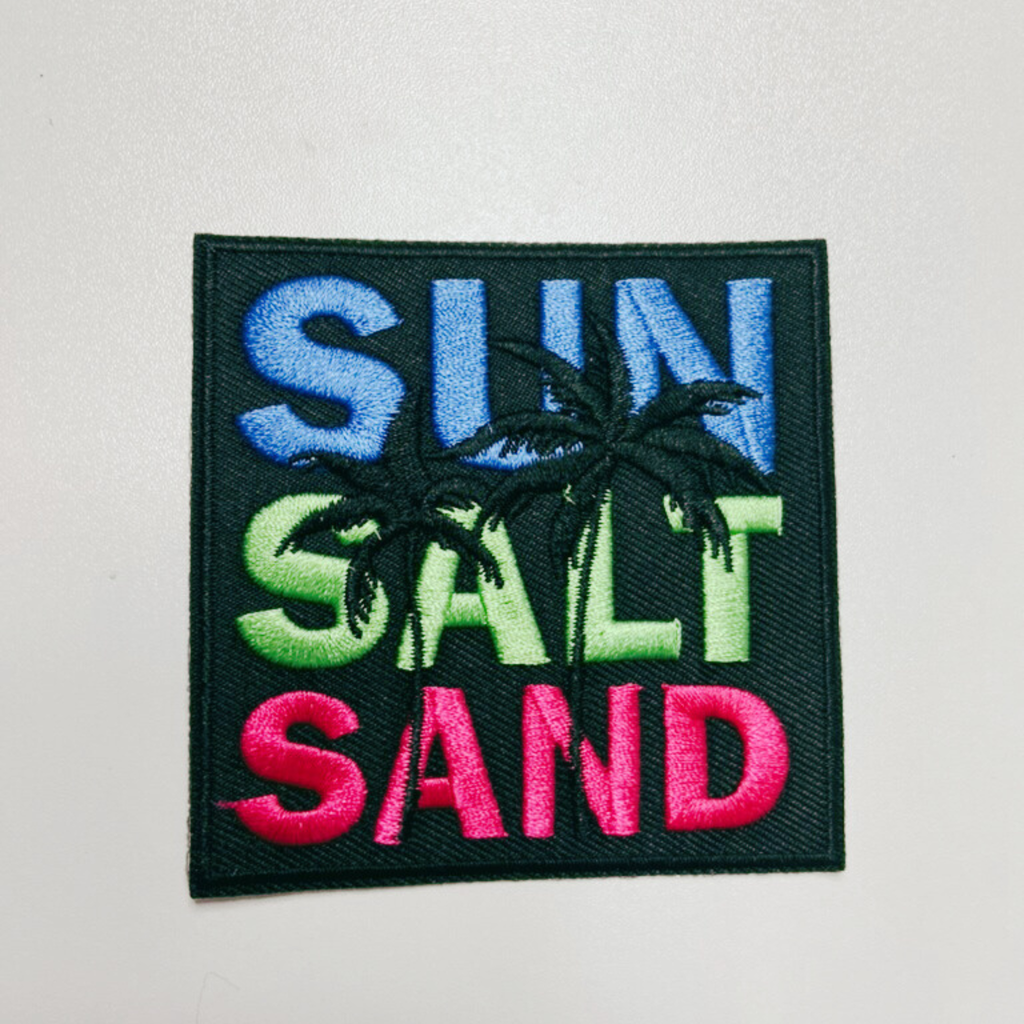 3" SUN, SALT, SAND -  Embroidered Hat Patch