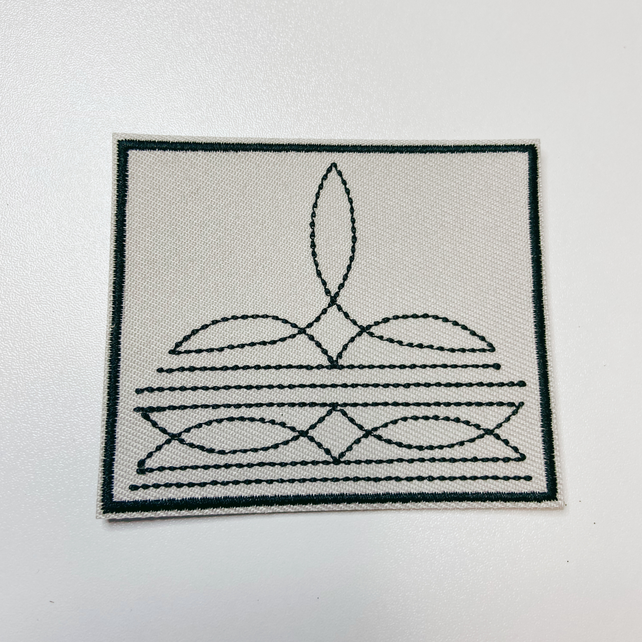 3" Western Boot Stitch in light gray -  Embroidered Hat Patch
