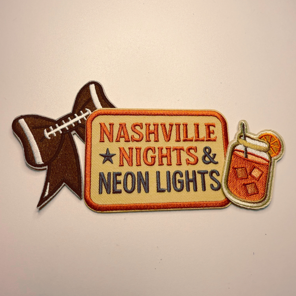 3.5" Nashville Nights - Neon Lights -  Embroidered Hat Patch