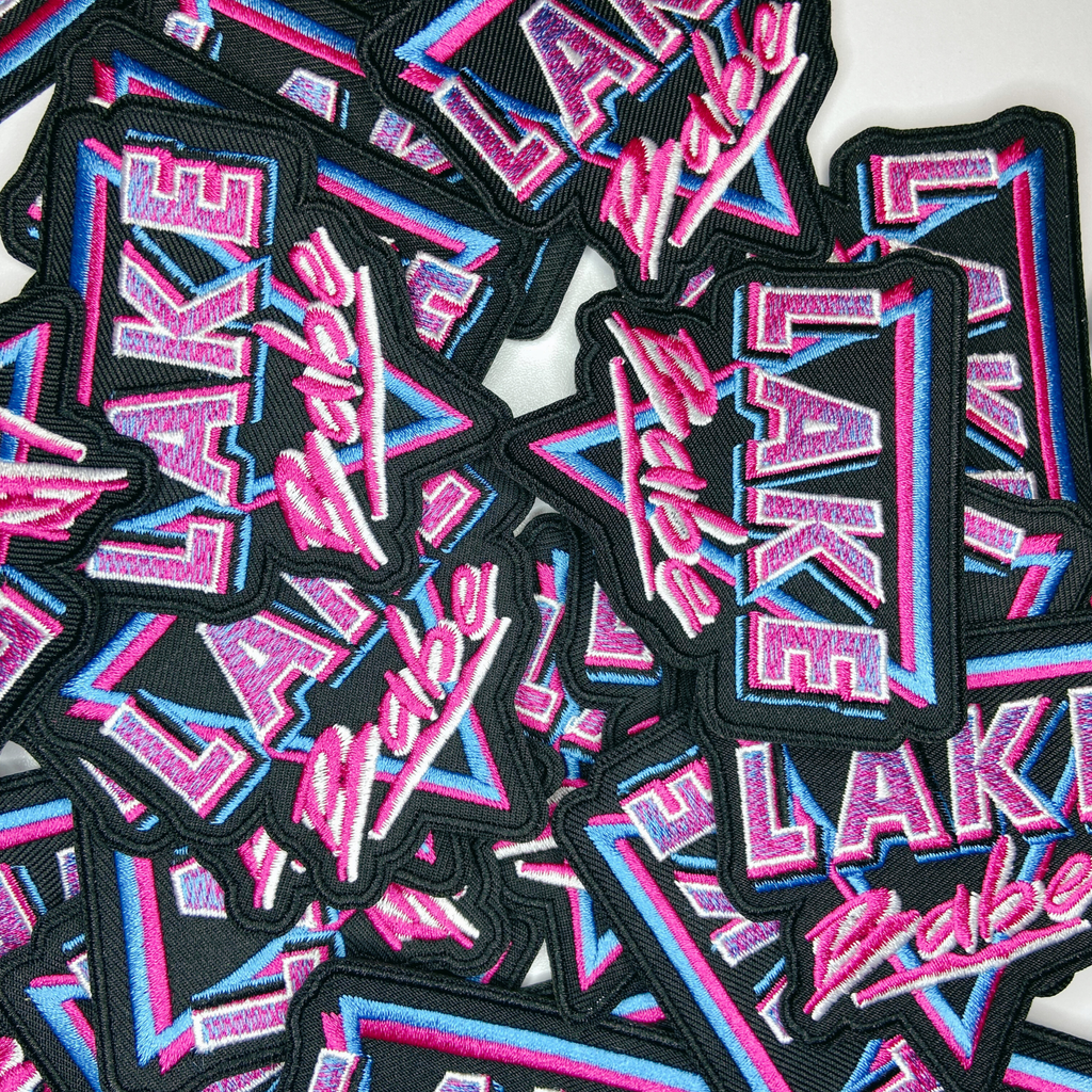 3" Lake Babe in Pink, Black and Blue -  Embroidered Hat Patch