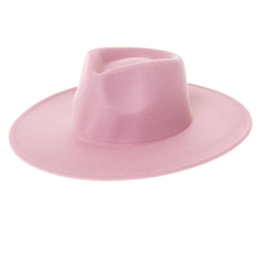 Felt Rancher Fedora Hat with Wide Brim
