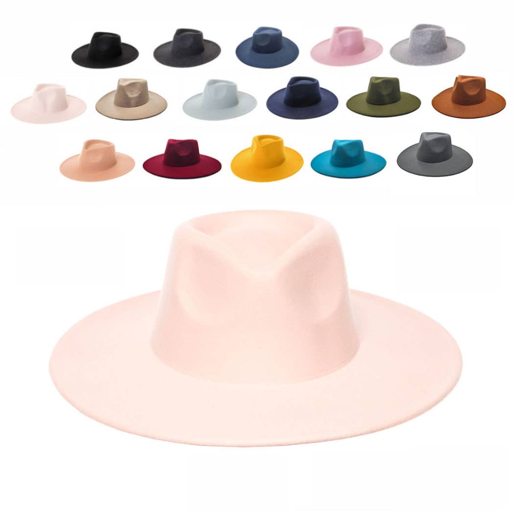 Felt Rancher Fedora Hat with Wide Brim